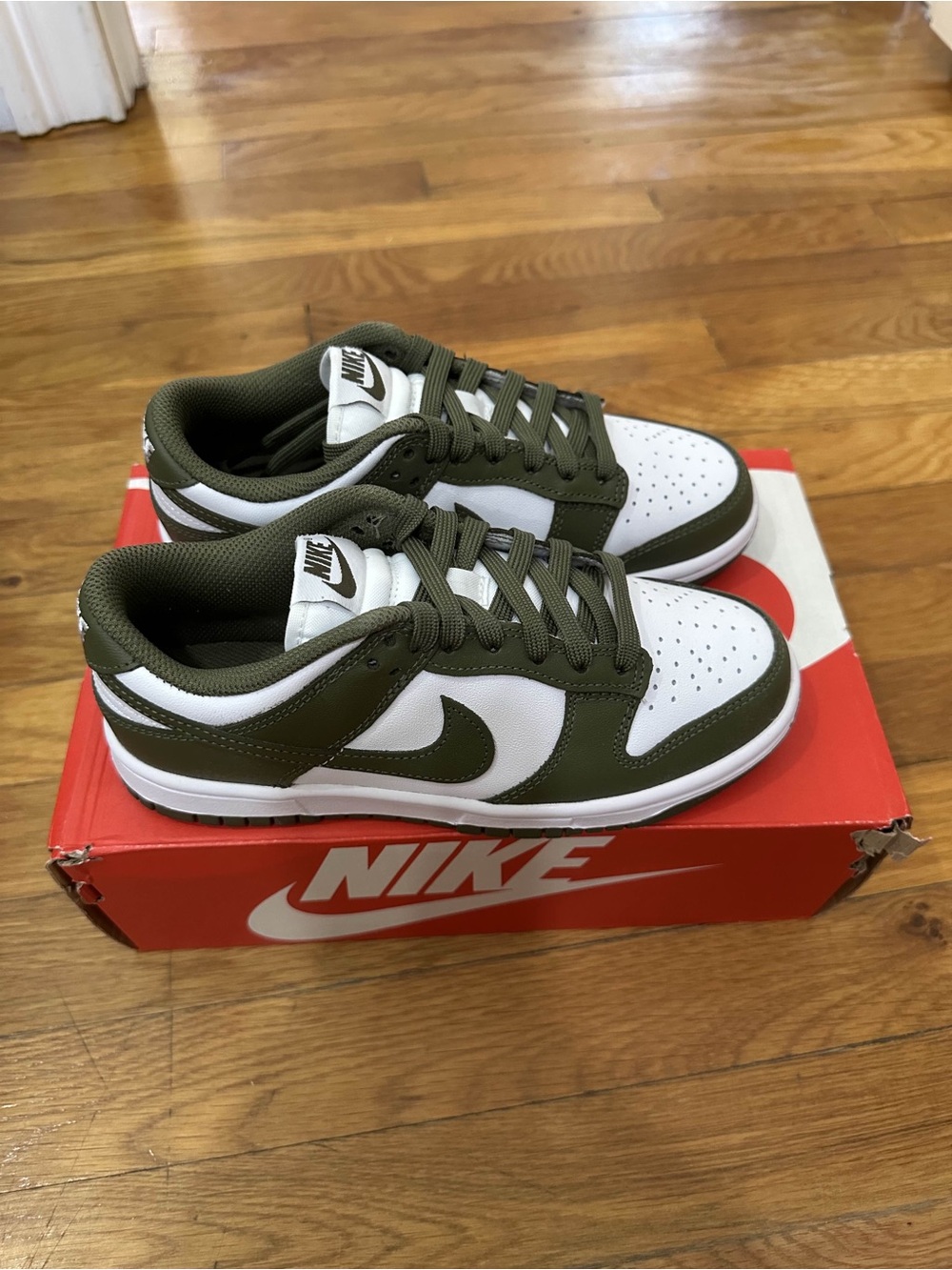 *Slightly Used* Nike Dunk Low Women Green White (DD1503-120) Size 5W